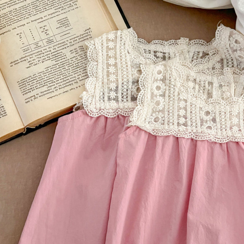 【姉妹服】夏新作 レース刺繍ロンパース、ワンピースSK072320