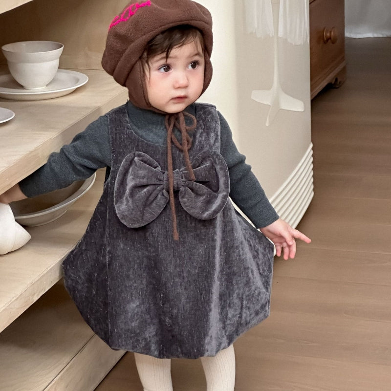 【BABY-予約限定】冬新作ヘップバーン風ドレスワンピ＆ニットインナー2点セットSK102231