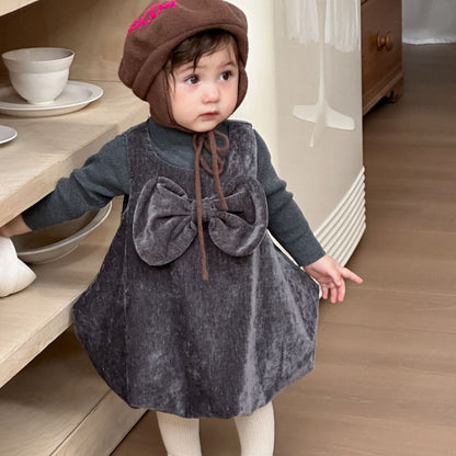 【BABY-予約限定】冬新作ヘップバーン風ドレスワンピ＆ニットインナー2点セットSK102231