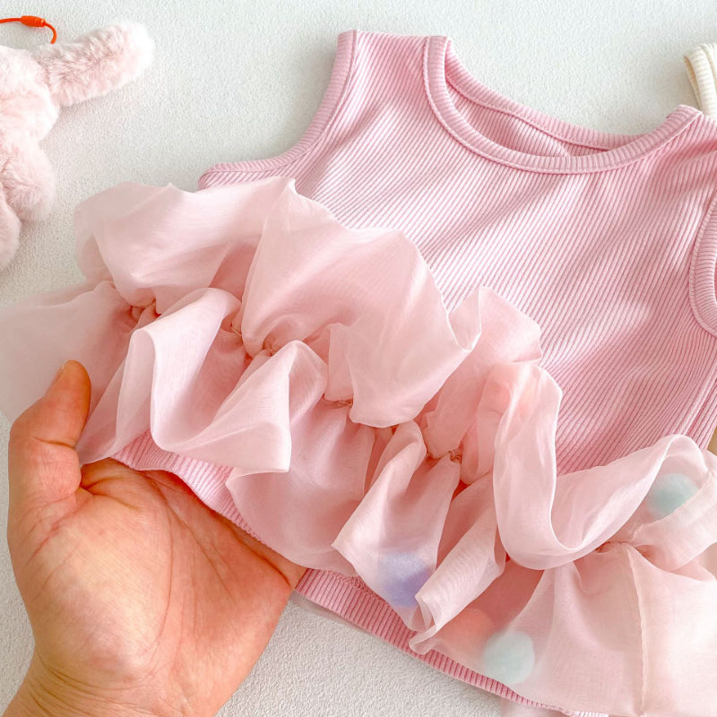 【BABY&KID】夏新作 スイートノースリーブトップス、デニムパンツSK080616