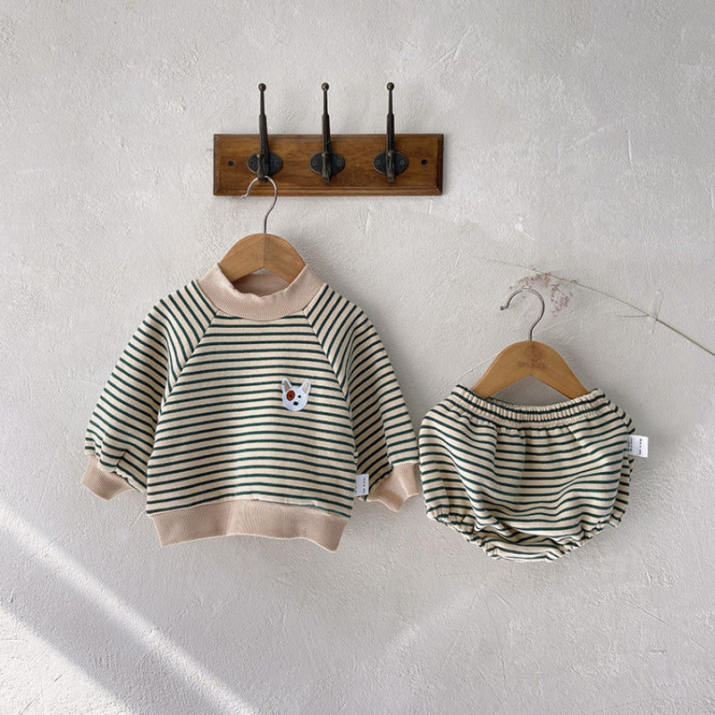 【BABY】裏起毛ボーダーハイネックスウェット&かぼちゃパンツSK101511