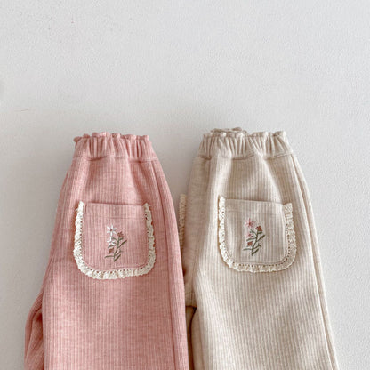 【BABY&KID】冬新作刺繍入りあったかカジュアルパンツSK103028