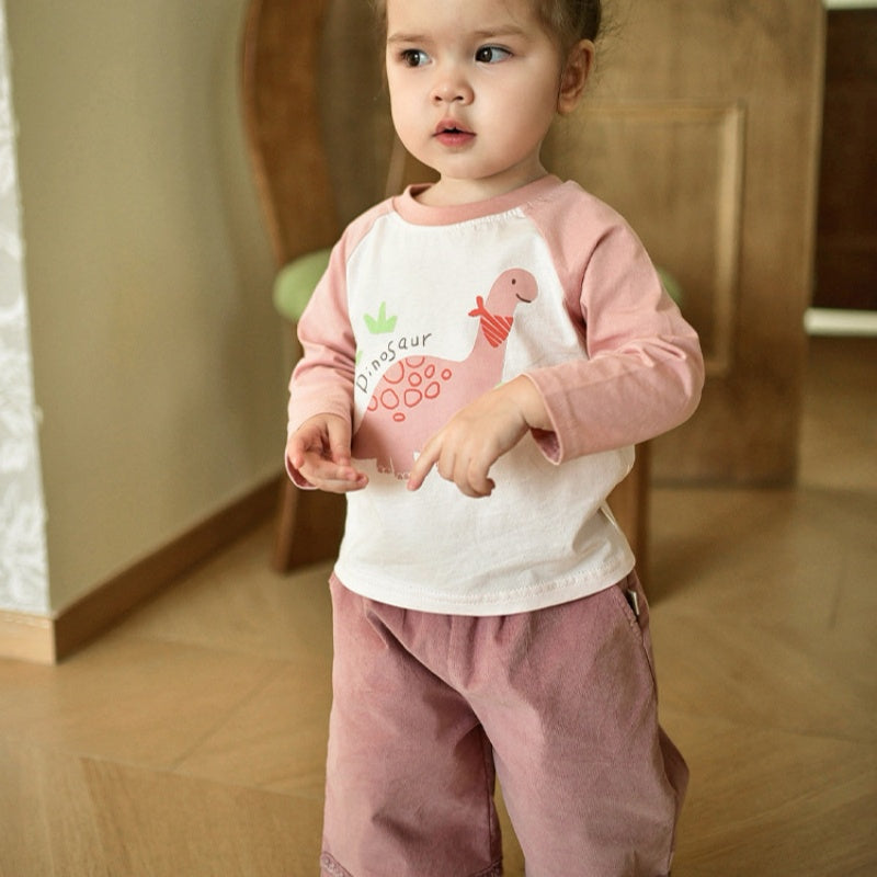 【BABY&KID】北欧風カートゥーンラグランTシャツ、ポケットパンツSK101336