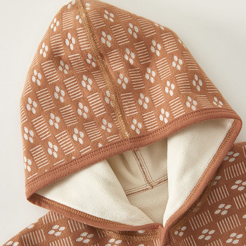 【BABY】冬新作北欧風レトロ裏起毛フードカバーオールSK102633