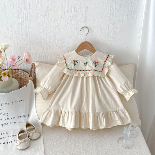 【BABY&KID】ビッグカラー刺繍ワンピースSK011011
