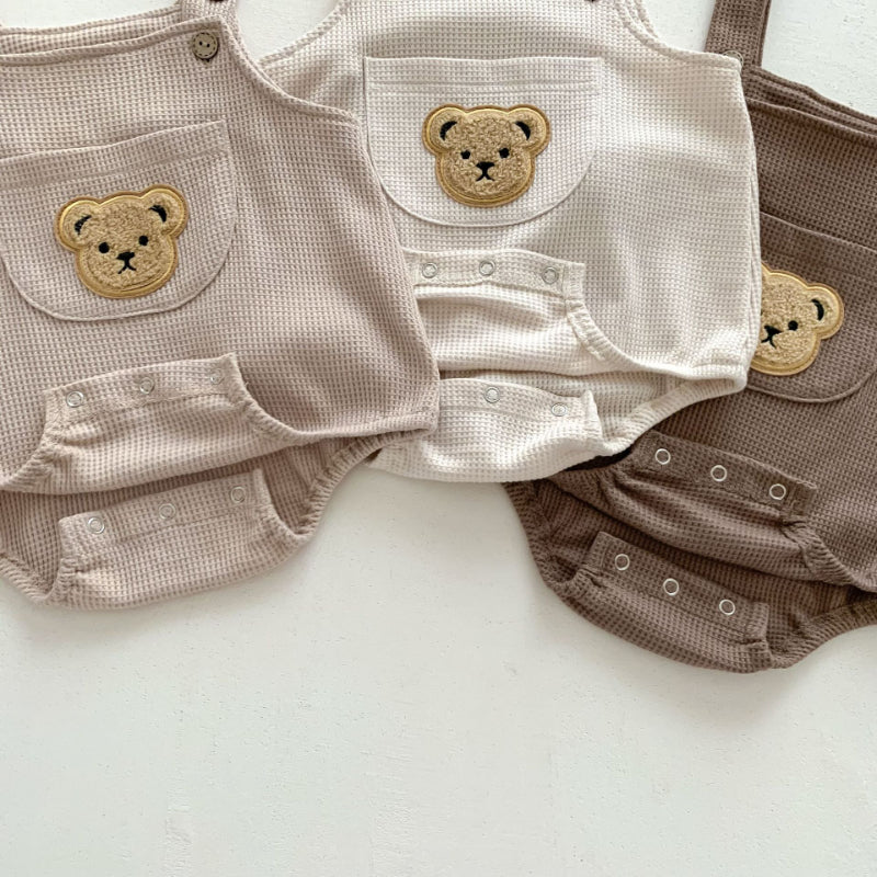 【BABY】夏新作 ワッフルベアロンパース 、半袖トップスSK080302