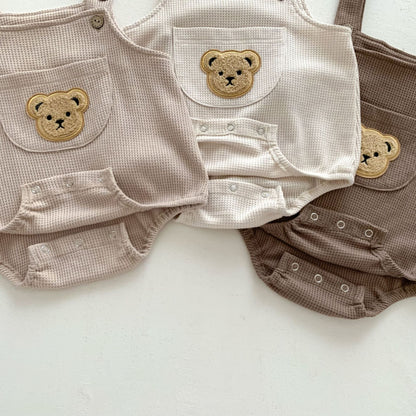 【BABY】夏新作 ワッフルベアロンパース 、半袖トップスSK080302