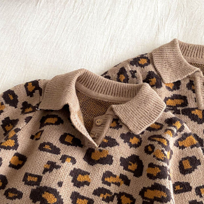 【BABY&KID】冬新作レオパードニット、カバーオールセットSK102907