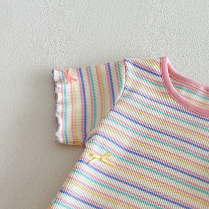 【BABY&KID】夏新作 配色ボーダーTシャツSK105101