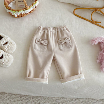 【BABY&KID】冬新作蝶結びコーデュロイあったかパンツSK102528