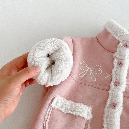 【BABY&KID】冬新作蝶結び裏起毛ジャケット、デニムパンツSK108523