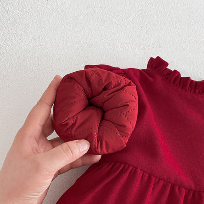 【BABY&KID】冬新作無地中綿厚手ワンピースSK103036