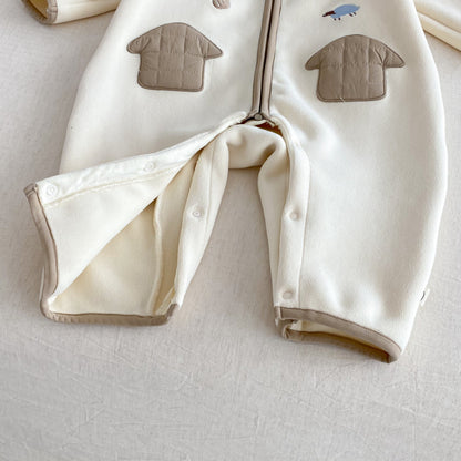 【BABY】冬新作おうち刺繍カバーオールSK102504