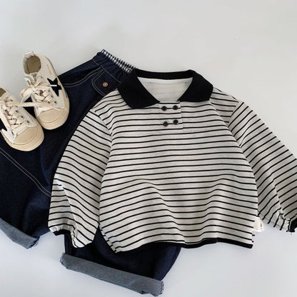 【BABY&KID】ストライプ長袖POLOシャツSK100516