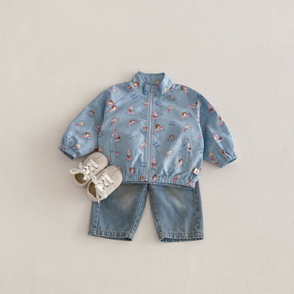 【BABY&KID】総柄わんちゃんジップパーカーSK104315