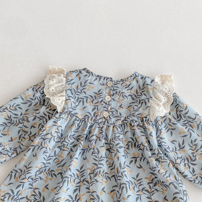 【BABY&KID】レトロ長袖プリントワンピースSK011015