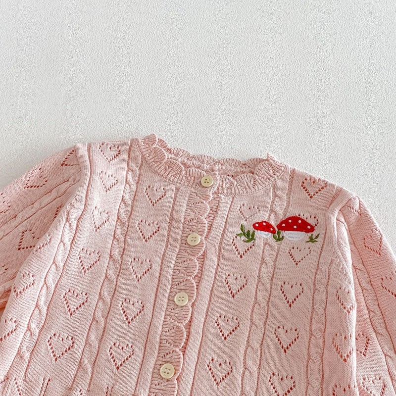 【BABY&KID】韓国風きのこ刺繍カーディガンSK104124