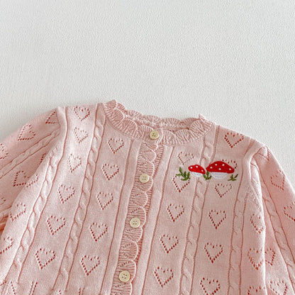 【BABY&KID】韓国風きのこ刺繍カーディガンSK104124