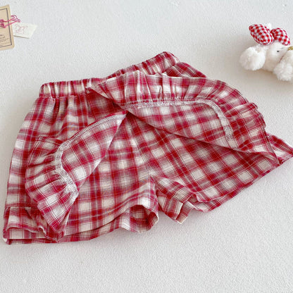 【BABY&KID】夏新作 うさぎプリントトップス、チェックショートパンツSKO71218
