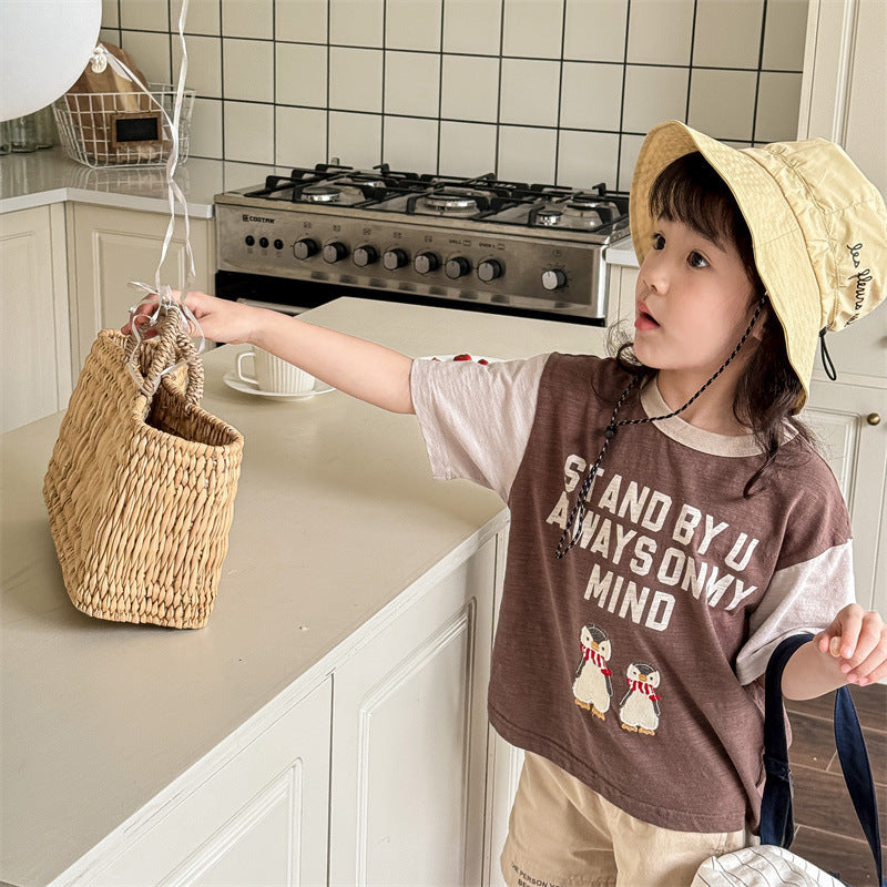 【BABY&KID】夏新作 ペンギン刺繍TシャツSK091622