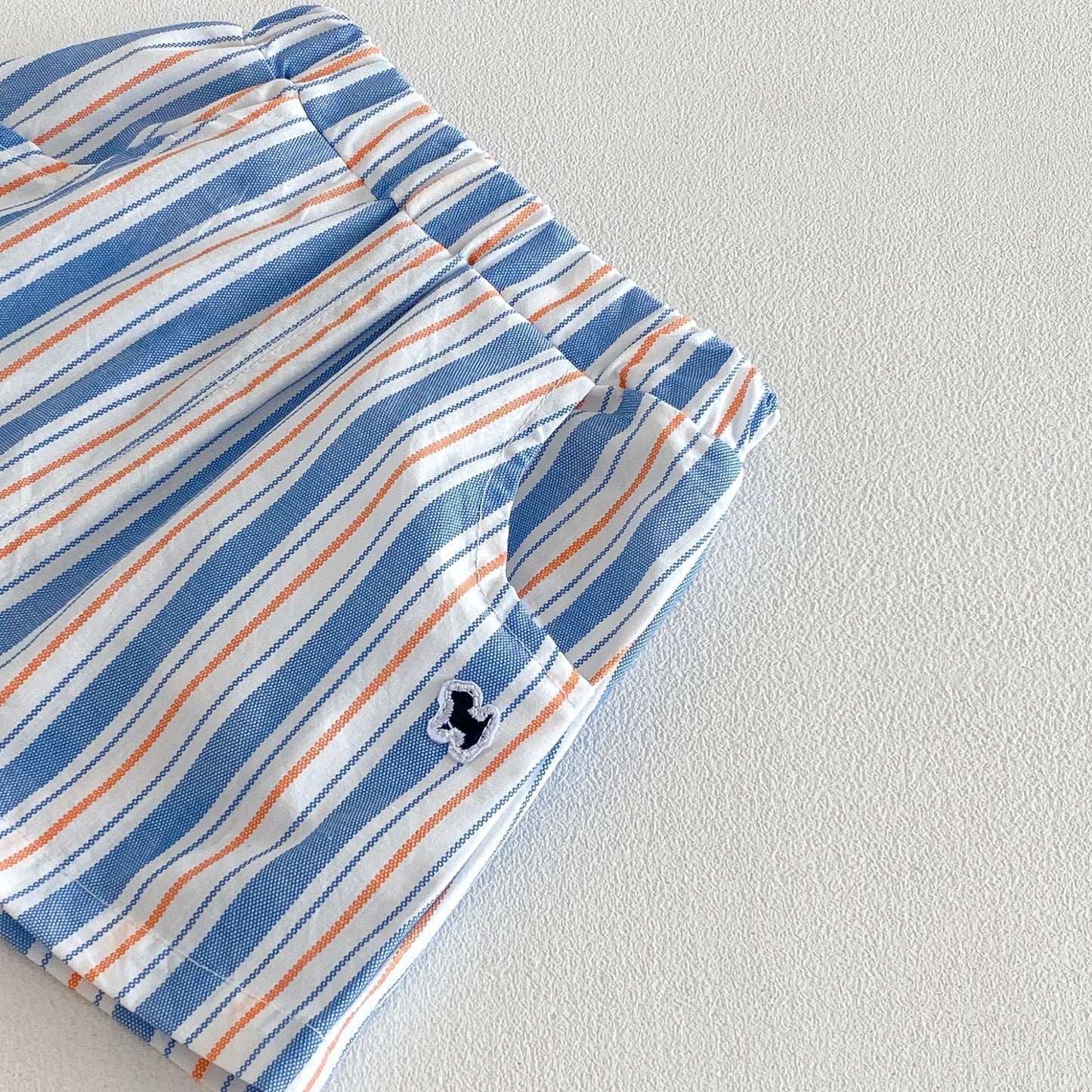 【BABY&KID】夏新作 通気ワッペンシャツ、ストライプショートパンツSK105112