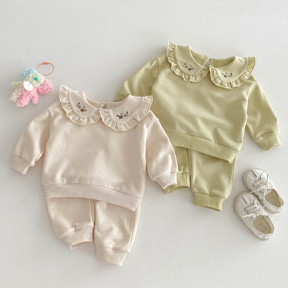 【BABY&KID】韓国風花刺繡可愛いセットアップSK032806