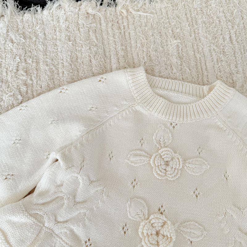 【BABY&KID-予約限定】手編みフラワーニットセーターSK102234
