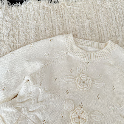 【BABY&KID-予約限定】手編みフラワーニットセーターSK102234