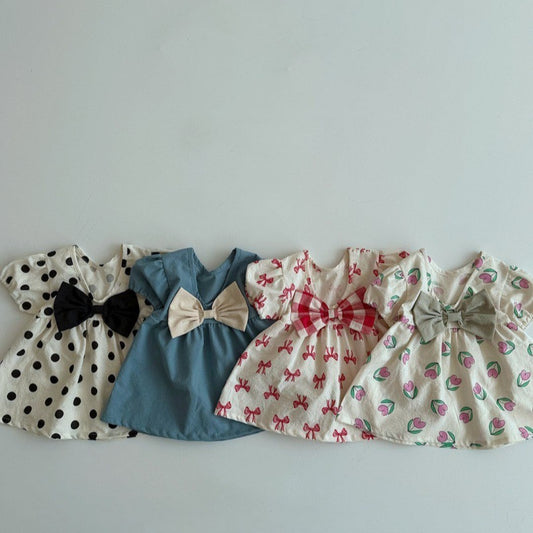 【BABY＆KID】夏新作 フラワー柄半袖蝶結びワンピースSK091330