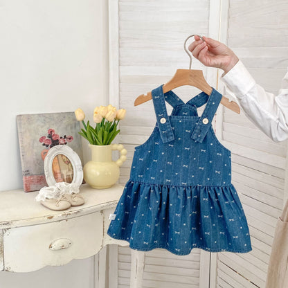 【BABY&KID】リボンジャンパースカート、さくらんぼ刺繍襟ＴシャツSK100843