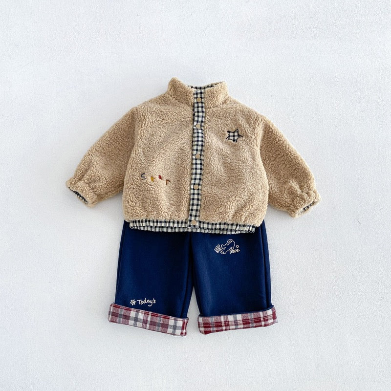 【BABY&KID】冬新作リバーシブル厚手ジャケット、折り返しパンツSK107715