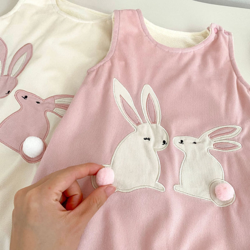 【BABY】うさぎ刺繍裏起毛サロペット、レーストップスSK101423