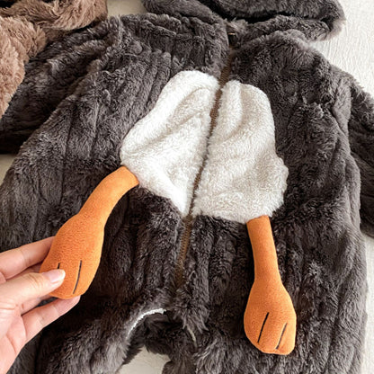 【BABY】うさぎファー風フード裏起毛カバーオールSK102917