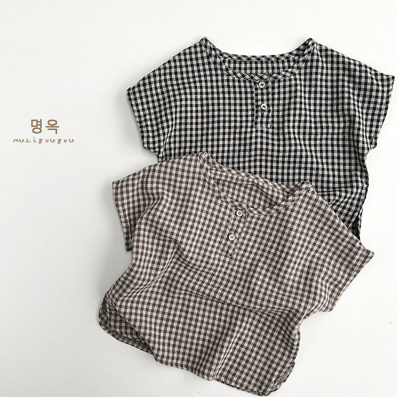 【BABY&KID】夏新作 韓国風チェックシャツSK080816