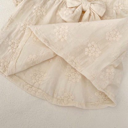 【BABY】夏新作 刺繍トップス＆リボンショートパンツセットアップSK071913