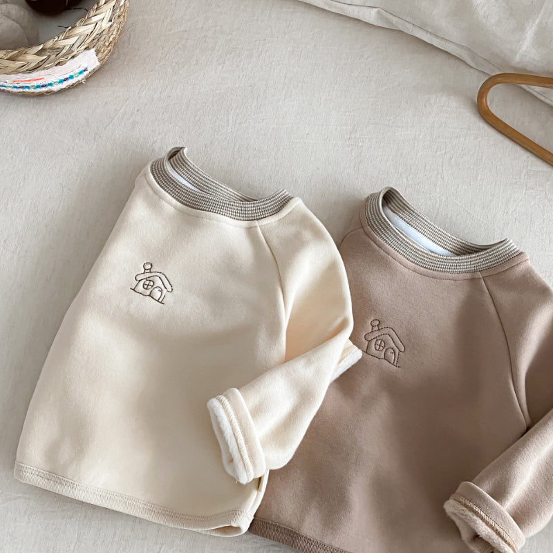 【BABY&KID】冬新作おうち刺繍裏起毛スウェットSK102516