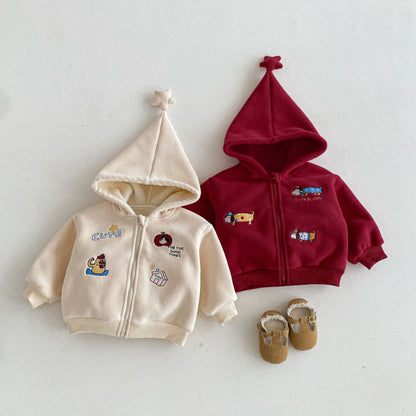 【BABY&KID】冬新作刺繍フード付きスターあったかアウターSK103025