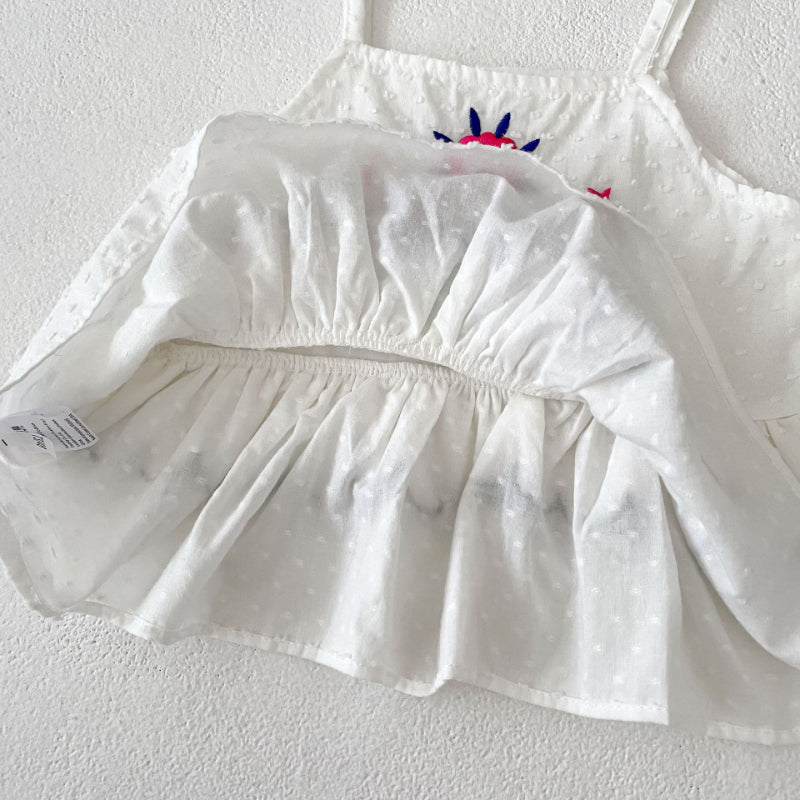 【BABY&KID】夏新作 フラワー刺繍キャミセットアップSK081608