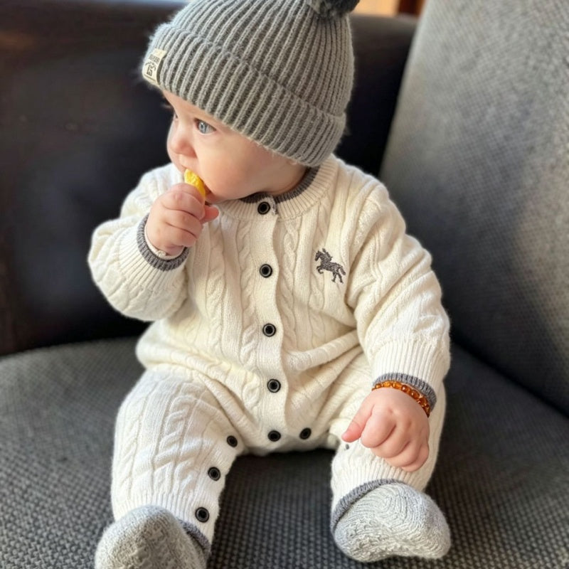 【BABY】ポニー刺繍ニットカバーオールSK106705