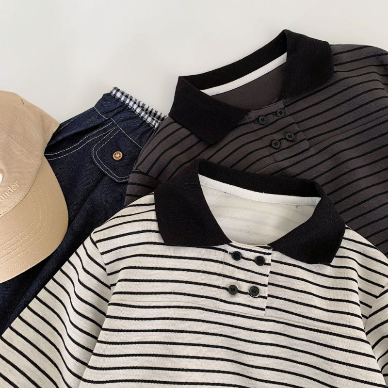 【BABY&KID】ストライプ長袖POLOシャツSK100516