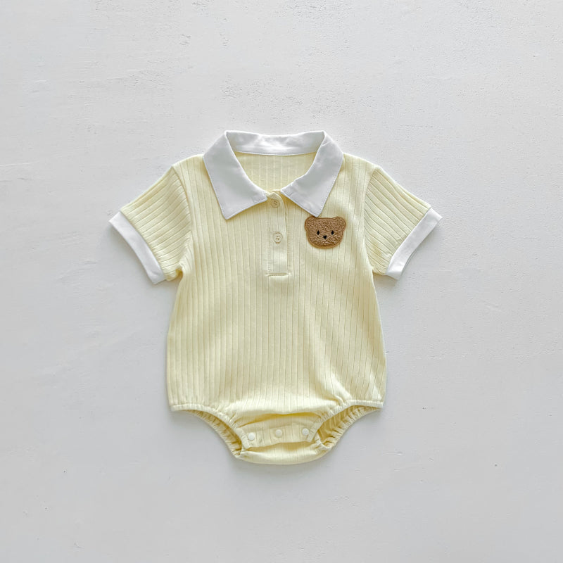 【BABY】夏新作 リブコットンくまさんロンパースSK081711