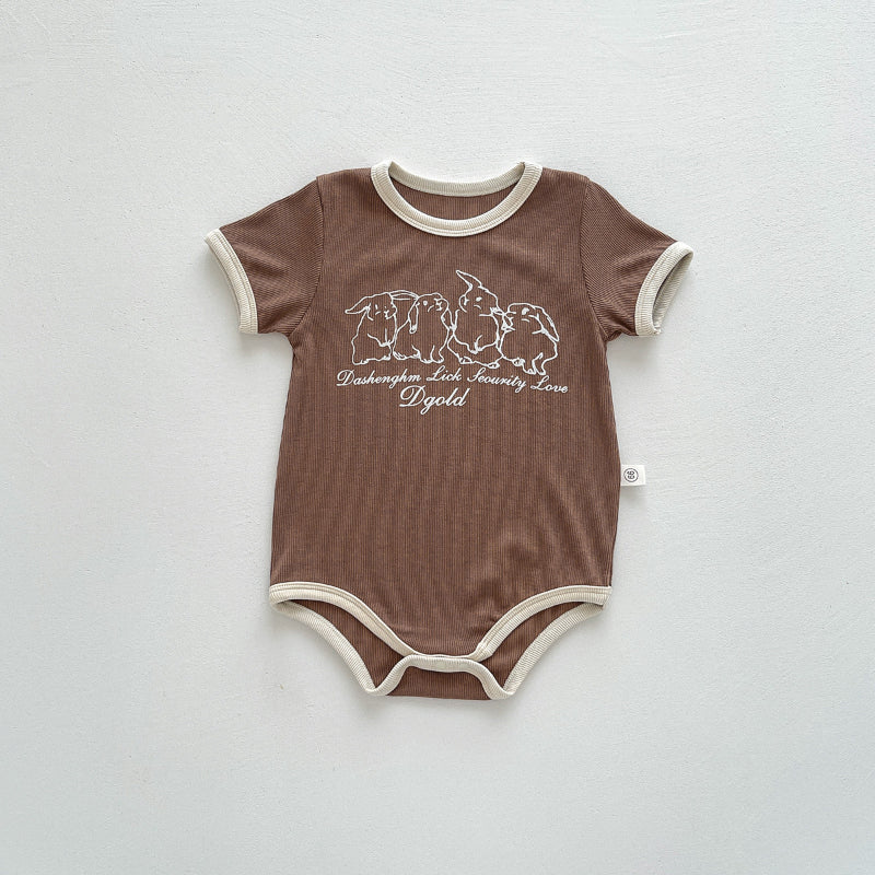 【BABY】夏新作 カートゥーンうさぎ柄ロンパースSK091323