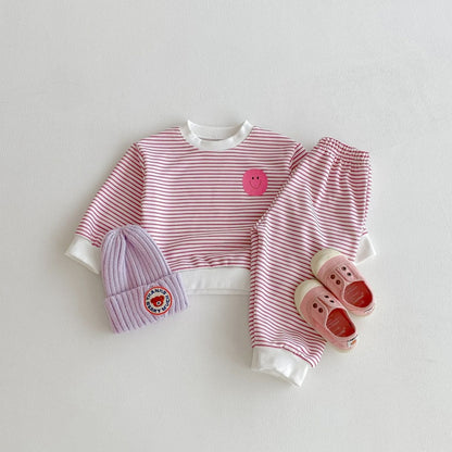 【BABY&KID】にこちゃんボーダーセットアップSK104017