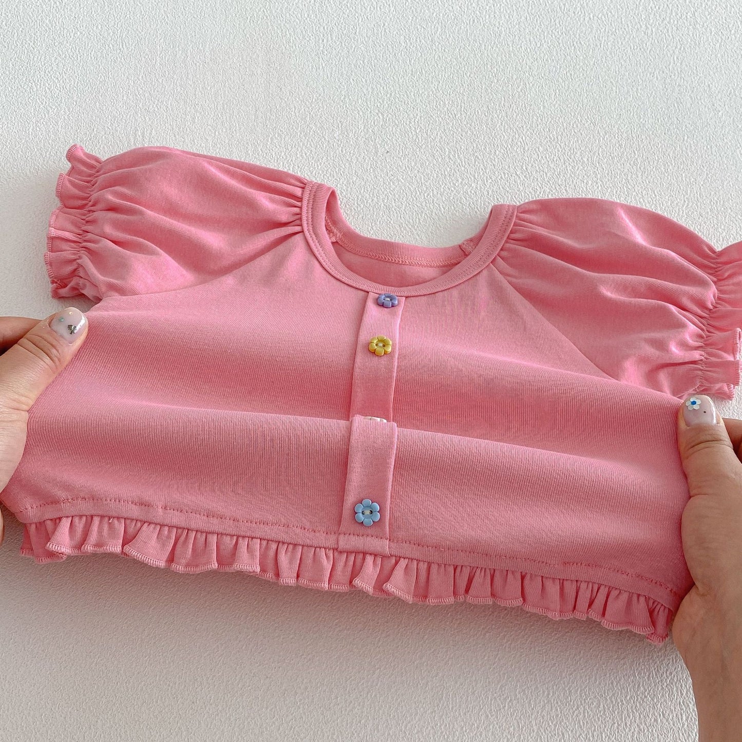 【BABY&KID】夏新作 スウィートパフスリーブTシャツSK105106