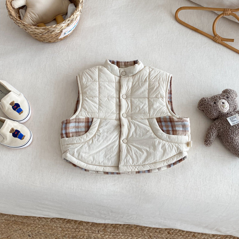 【BABY&KID】冬新作刺繍カートゥーンリバーシブルベストSK102517