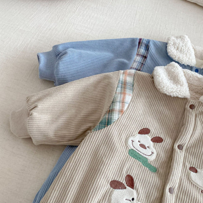 【BABY】コーデュロイ犬刺繍カバーオールSK102914