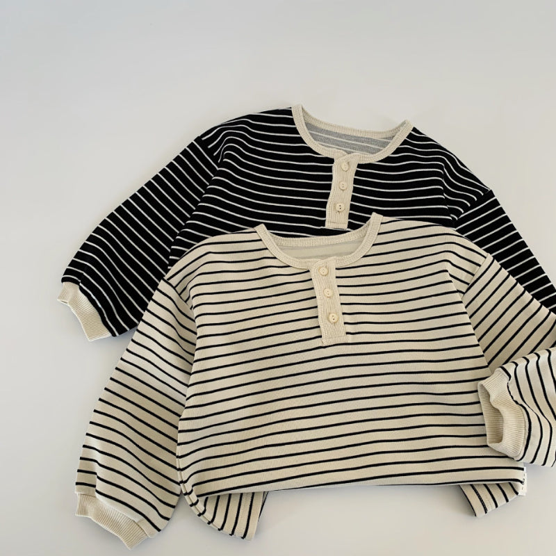 【BABY&KID】胸元スリット入りストライプ長袖SK100518
