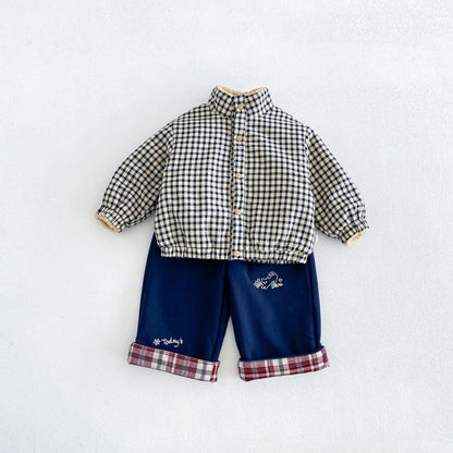 【BABY&KID】冬新作リバーシブル厚手ジャケット、折り返しパンツSK107715