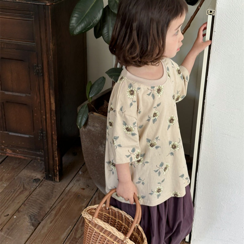 【BABY&KID】夏新作 フラワープリント半袖Tシャツ、シャツSK080513