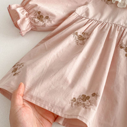 【BABY&KID】レース襟花柄刺繍ワンピースSK011013